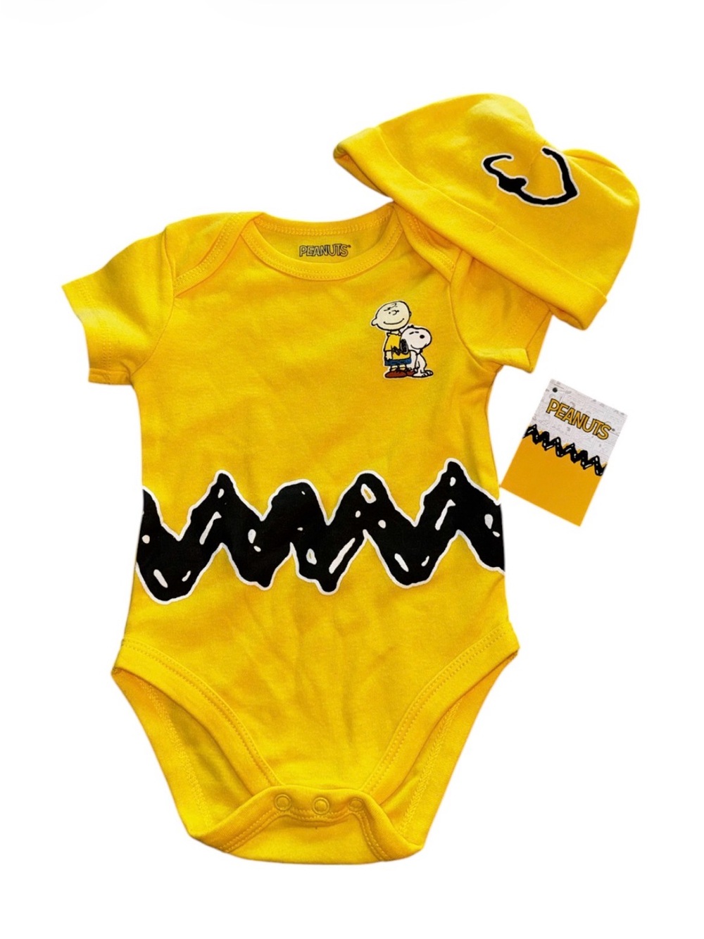 Peanuts Charlie Brown Snoopy Baby Boys Bodysuit And Hat